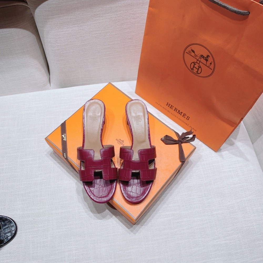 Hermes mid-heel slides summer shoes_2