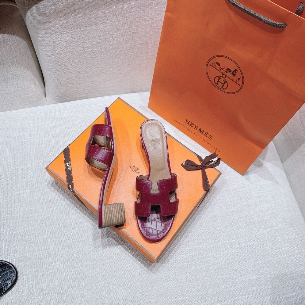 Hermes mid-heel slides summer shoes_2