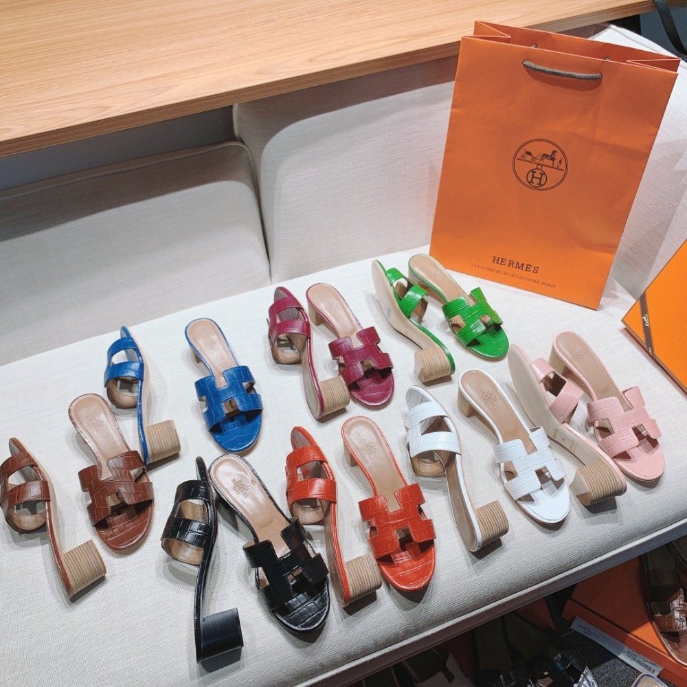 Hermes mid-heel slides summer shoes_2