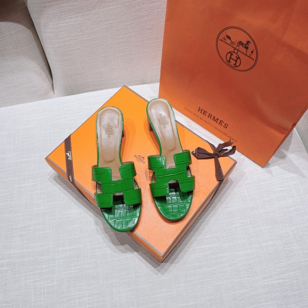Hermes mid-heel slides summer shoes_2