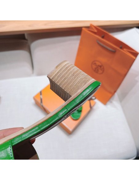 Hermes mid-heel slides summer shoes_2