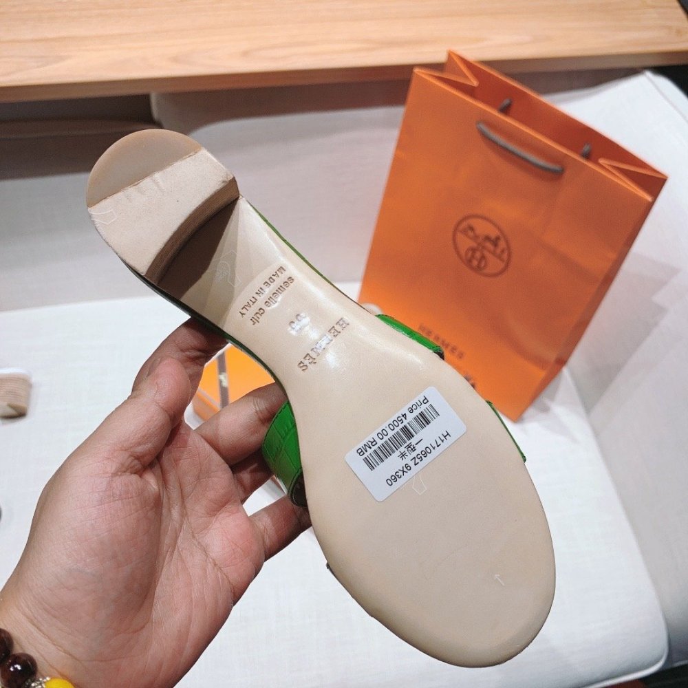 Hermes mid-heel slides summer shoes_2