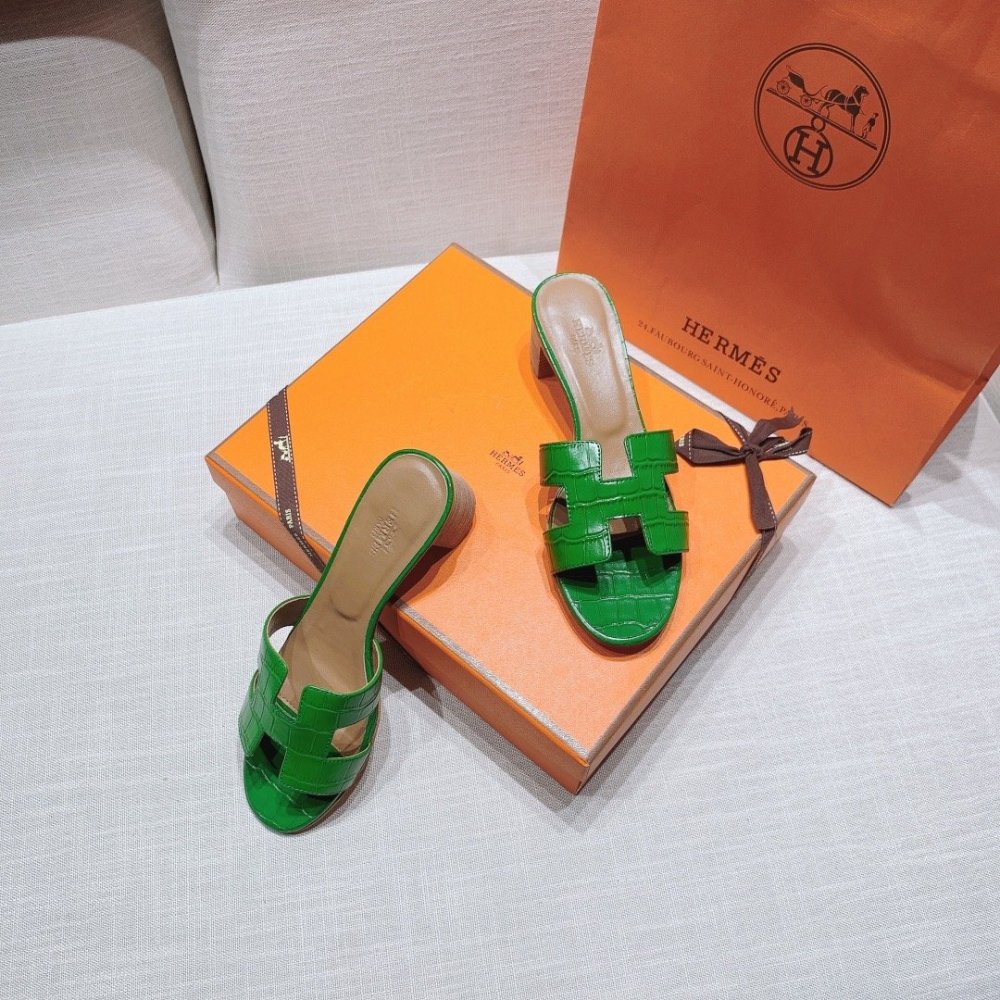 Hermes mid-heel slides summer shoes_2