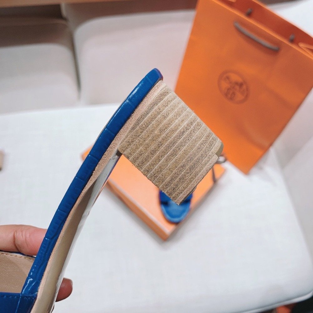 Hermes mid-heel slides summer shoes_2