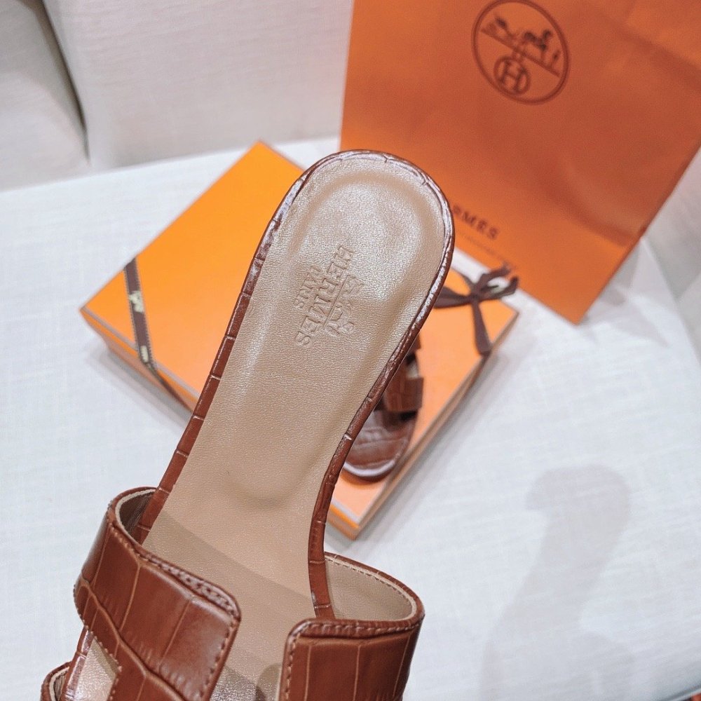 Hermes mid-heel slides summer shoes_2