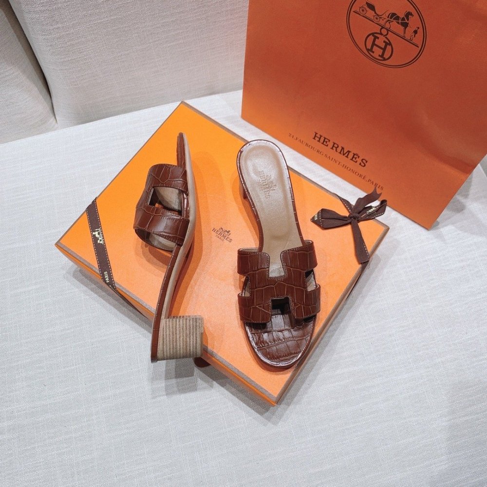Hermes mid-heel slides summer shoes_2