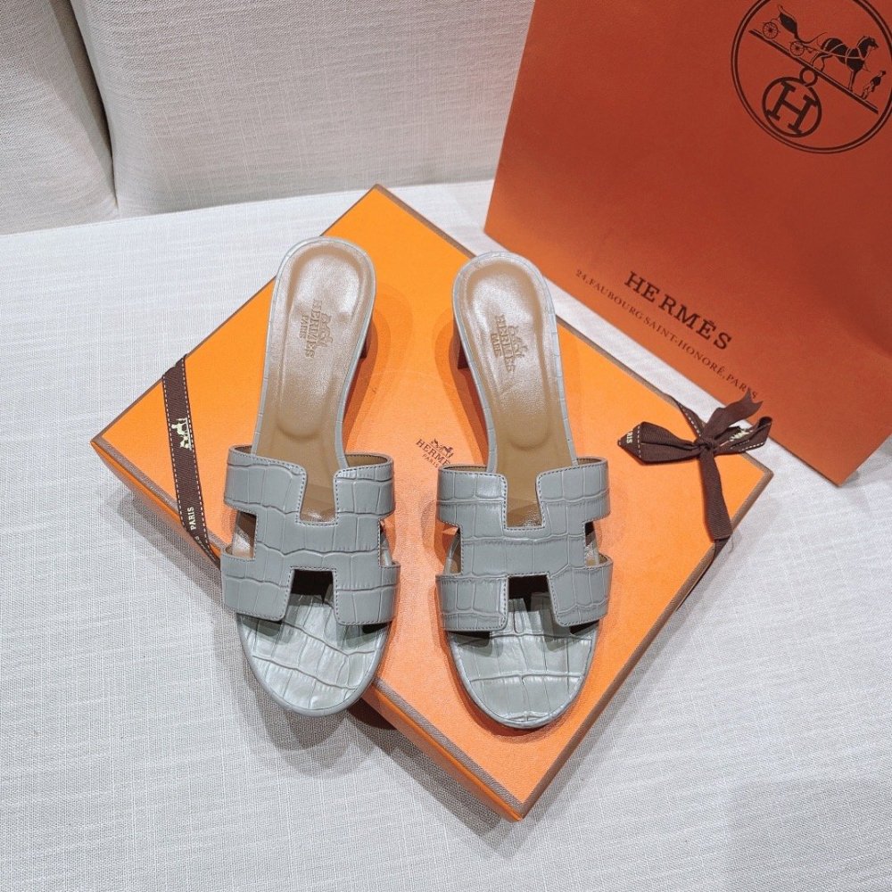 Hermes mid-heel slides summer shoes_2