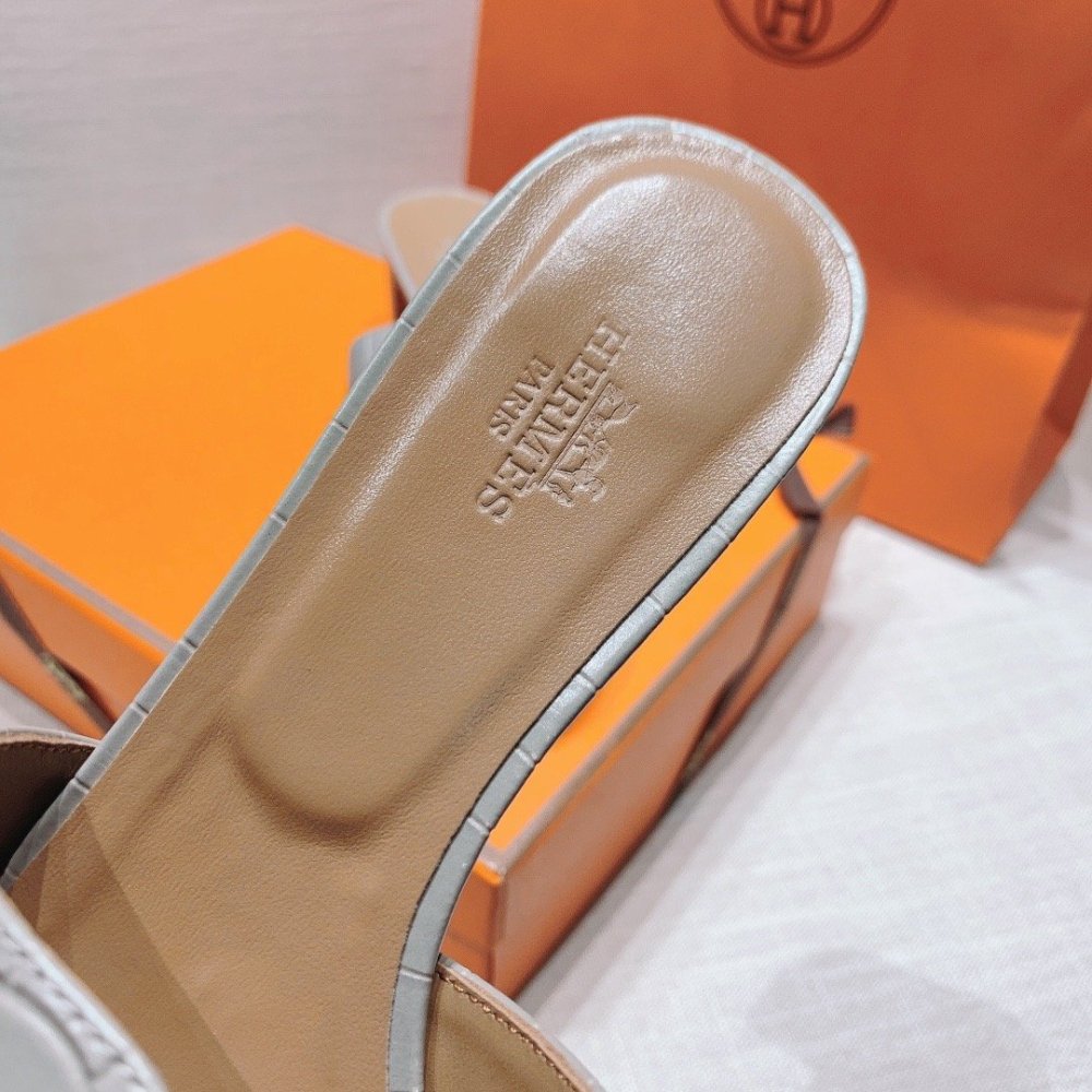 Hermes mid-heel slides summer shoes_2