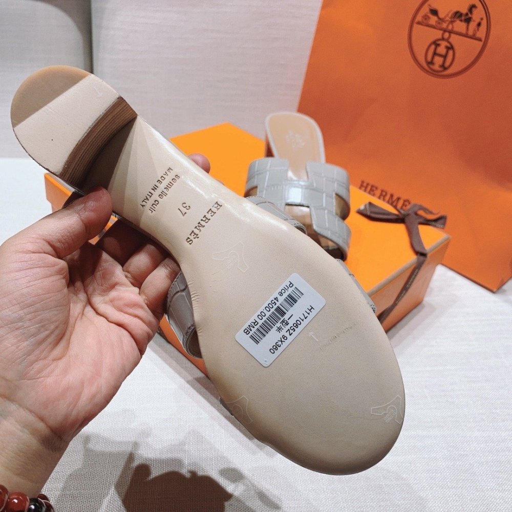 Hermes mid-heel slides summer shoes_2