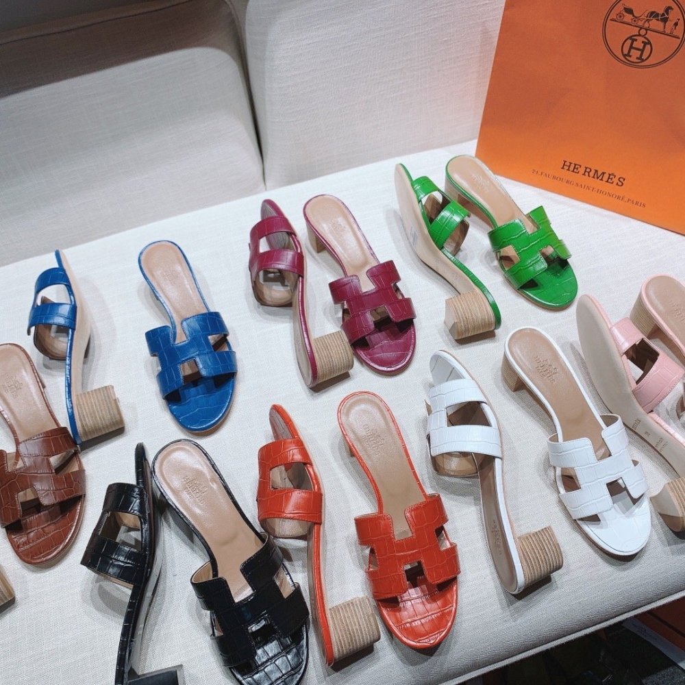 Hermes mid-heel slides summer shoes_2
