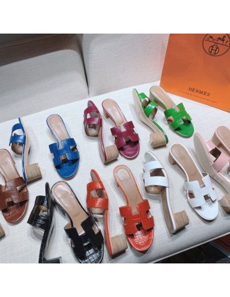 Hermes mid-heel slides summer shoes_2