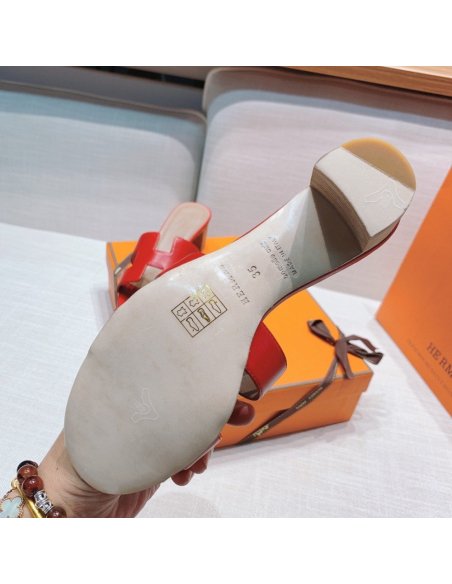 Hermes mid-heel slides summer shoes_20
