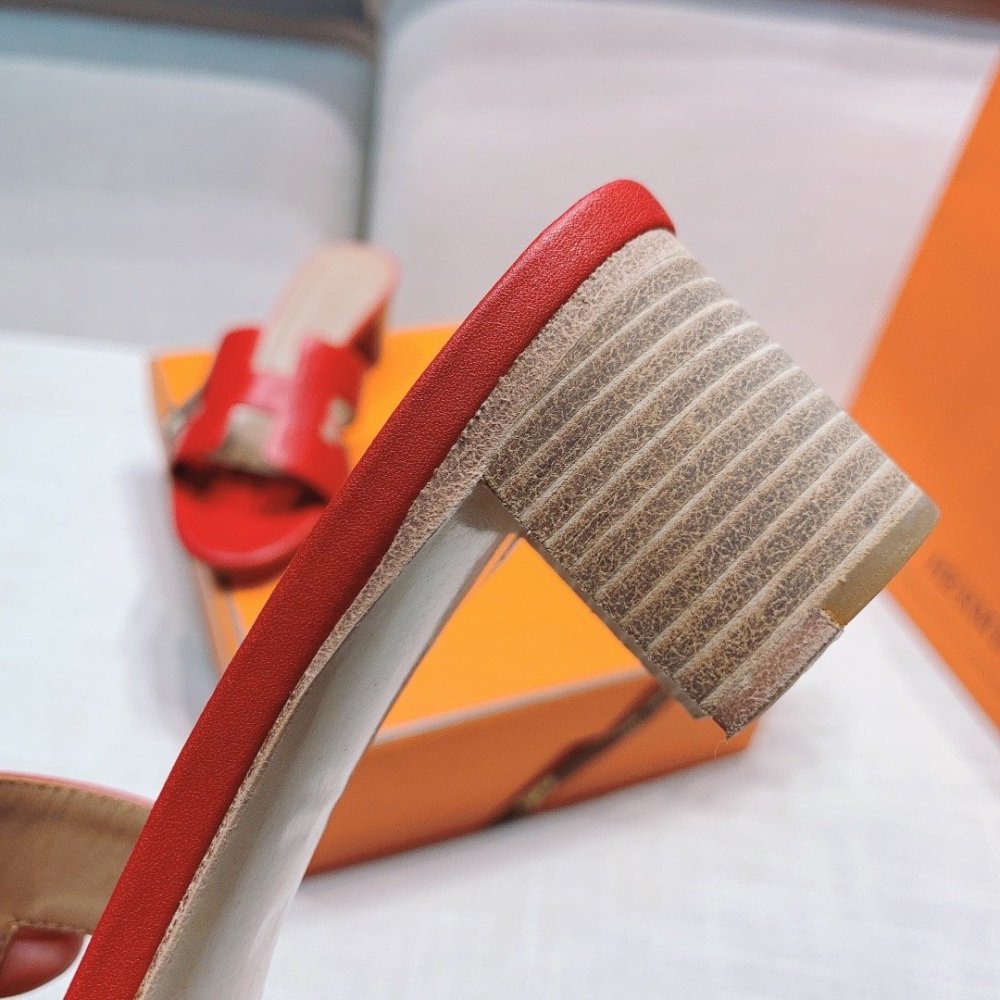 Hermes mid-heel slides summer shoes_20