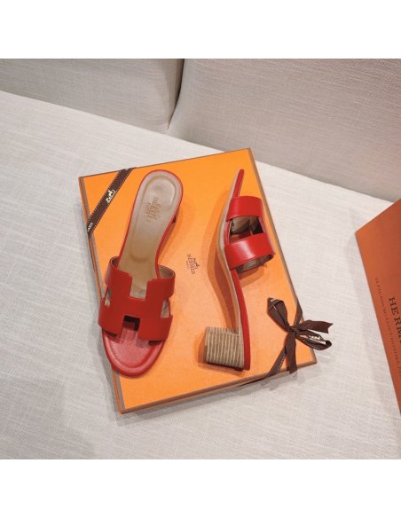 Hermes mid-heel slides summer shoes_20