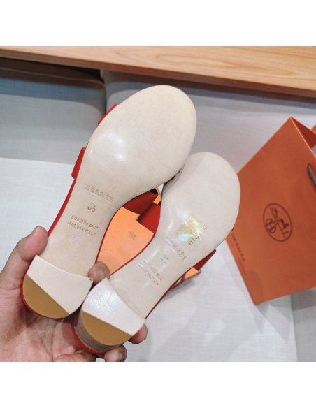 Hermes mid-heel slides summer shoes_20