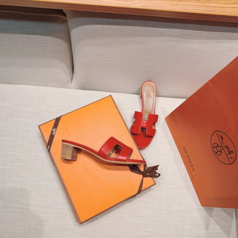 Hermes mid-heel slides summer shoes_20