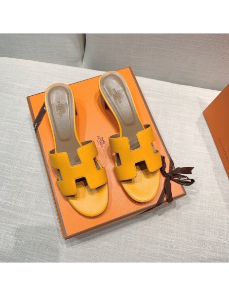 Hermes mid-heel slides summer shoes_21