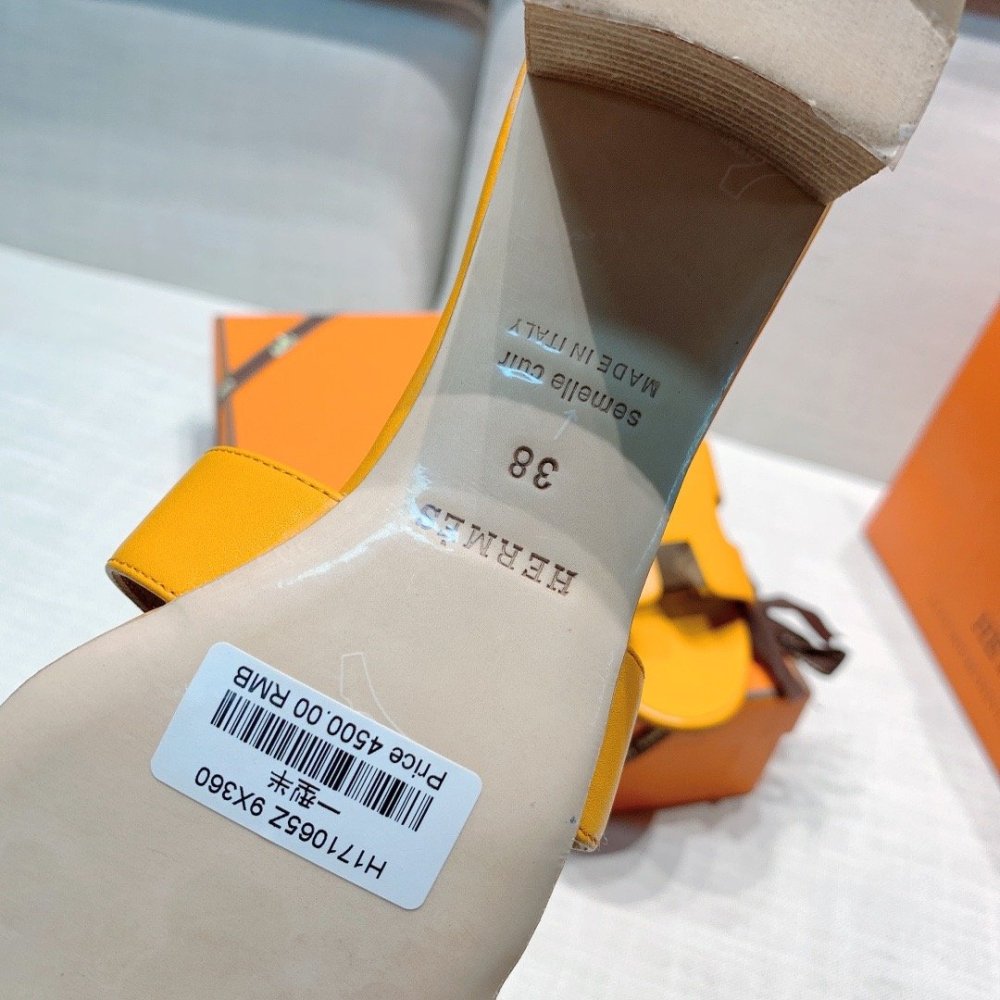 Hermes mid-heel slides summer shoes_21