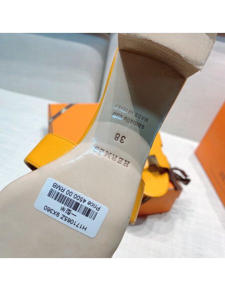 Hermes mid-heel slides summer shoes_21