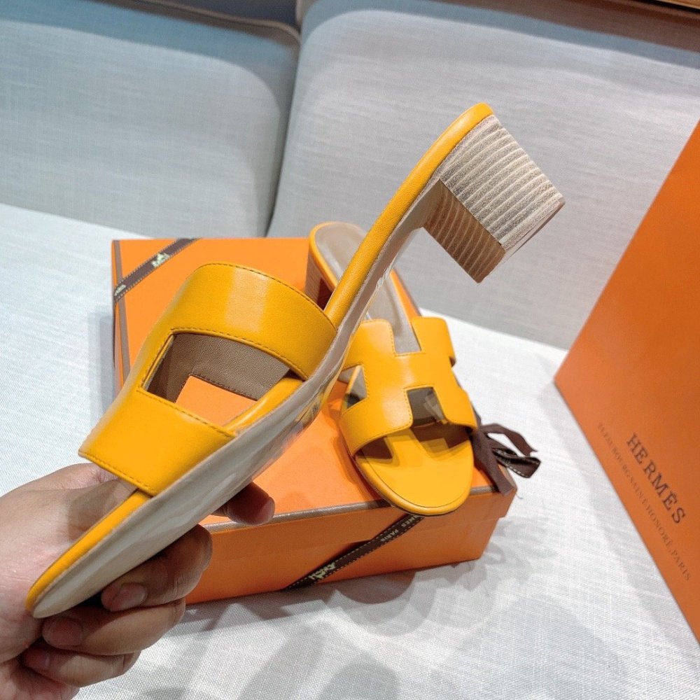 Hermes mid-heel slides summer shoes_21