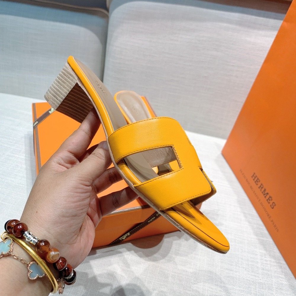 Hermes mid-heel slides summer shoes_21