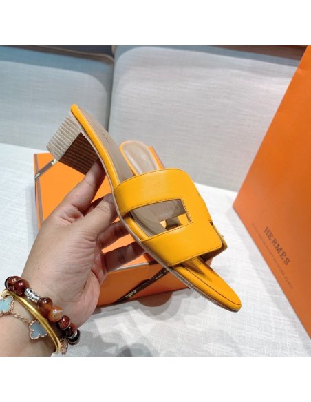 Hermes mid-heel slides summer shoes_21