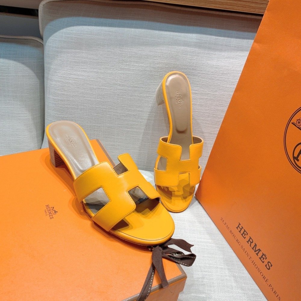 Hermes mid-heel slides summer shoes_21