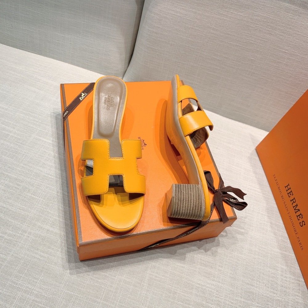 Hermes mid-heel slides summer shoes_21