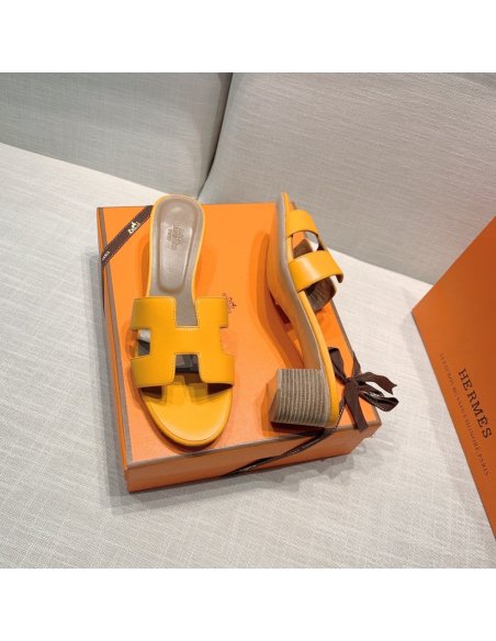 Hermes mid-heel slides summer shoes_21