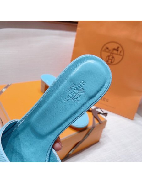 Hermes mid-heel slides summer shoes_3