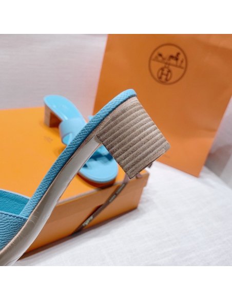 Hermes mid-heel slides summer shoes_3