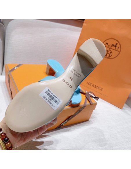 Hermes mid-heel slides summer shoes_3