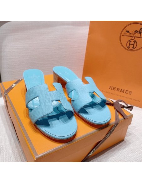 Hermes mid-heel slides summer shoes_3