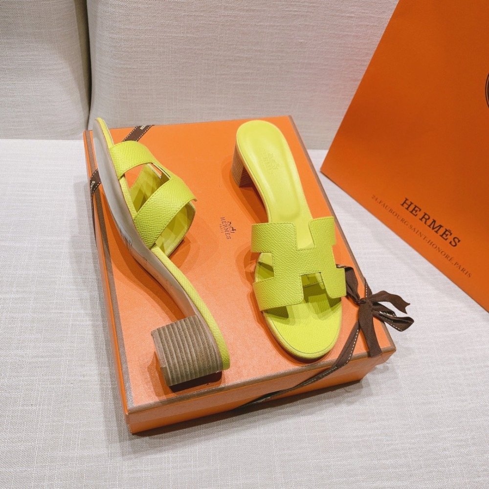 Hermes mid-heel slides summer shoes_4