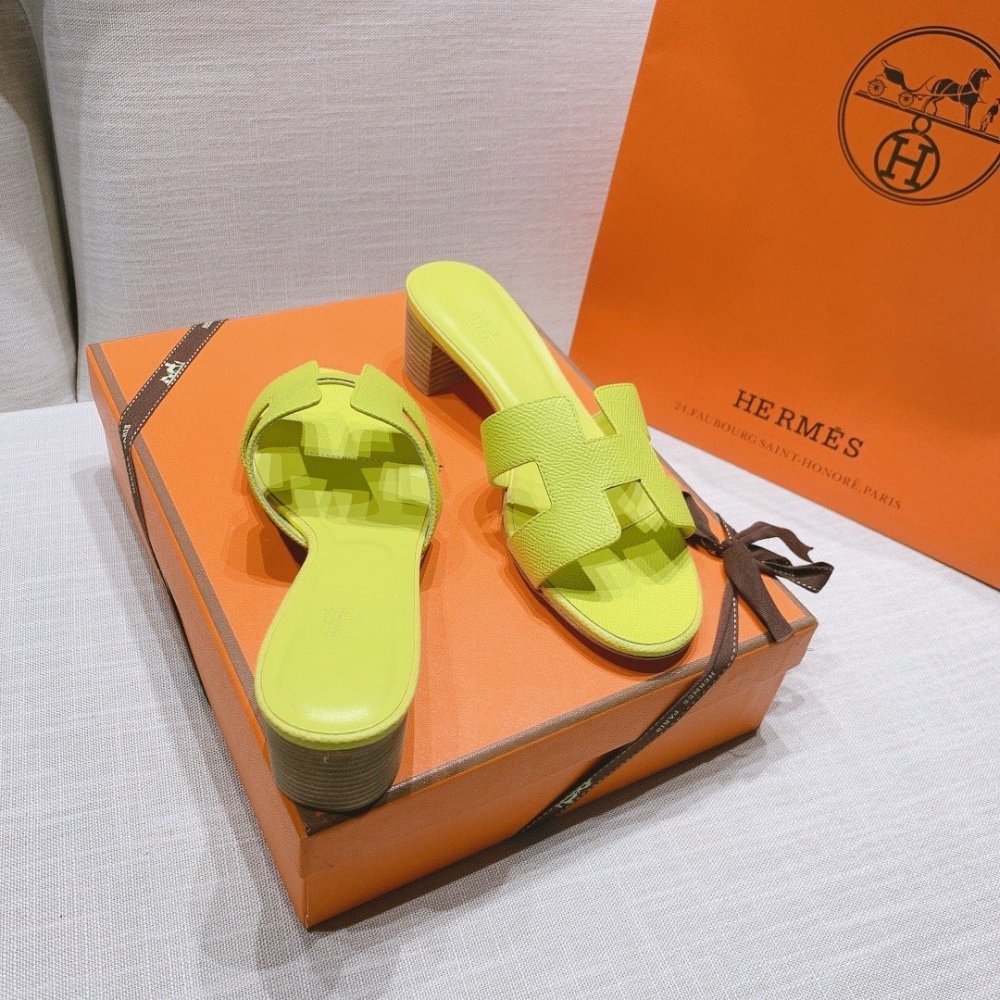 Hermes mid-heel slides summer shoes_4