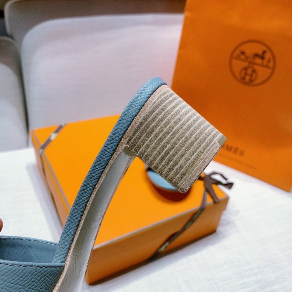 Hermes mid-heel slides summer shoes_6