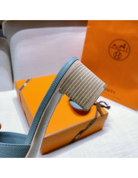 Hermes mid-heel slides summer shoes_6