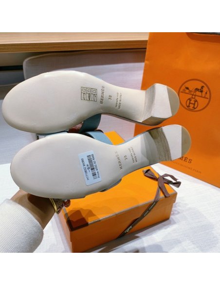 Hermes mid-heel slides summer shoes_6