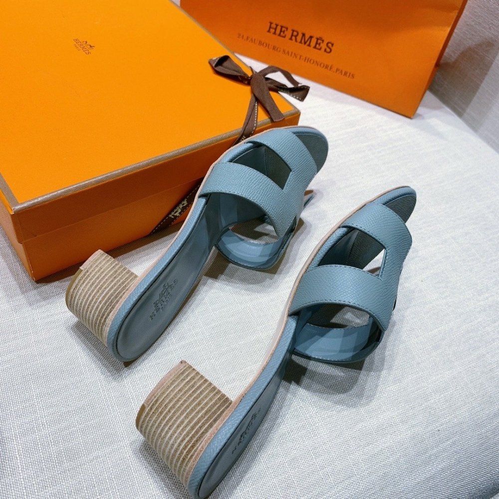 Hermes mid-heel slides summer shoes_6