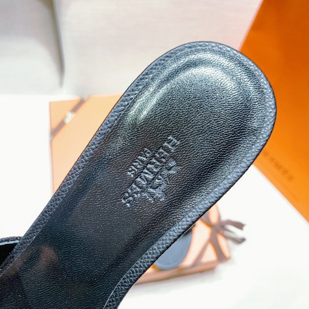 Hermes mid-heel slides summer shoes_8