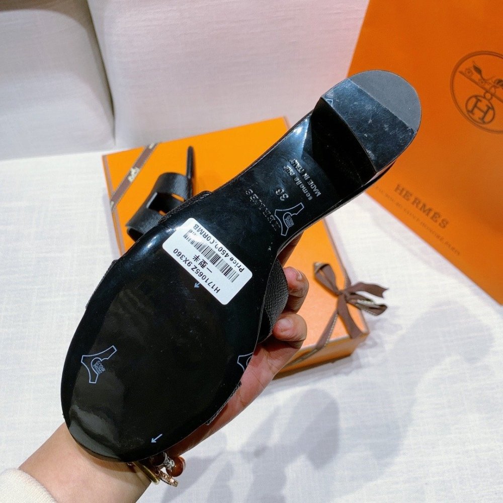 Hermes mid-heel slides summer shoes_8