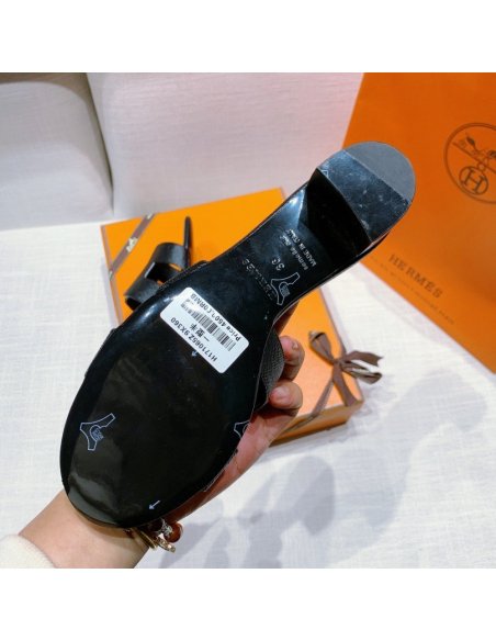 Hermes mid-heel slides summer shoes_8