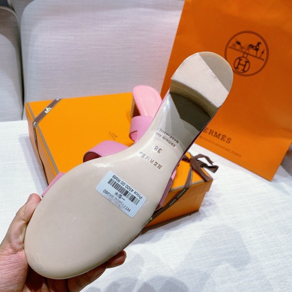 Hermes mid-heel slides summer shoes_9
