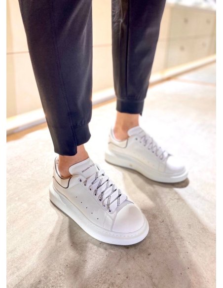 Cheap Reps Alexander McQueen Mens White/Black Oversized Sneakers