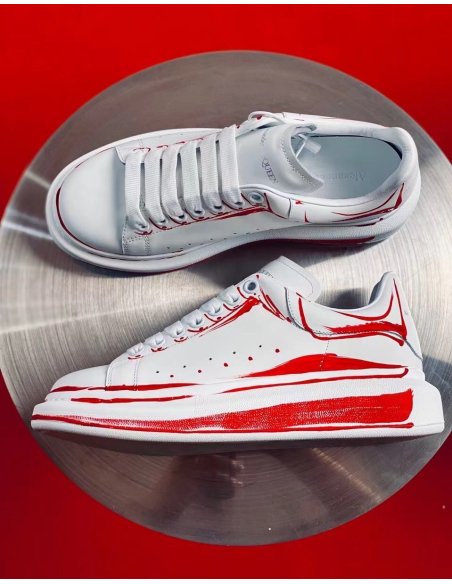 Cheap Reps Alexander McQueen Mens Oversized Sneakers With Red Printed