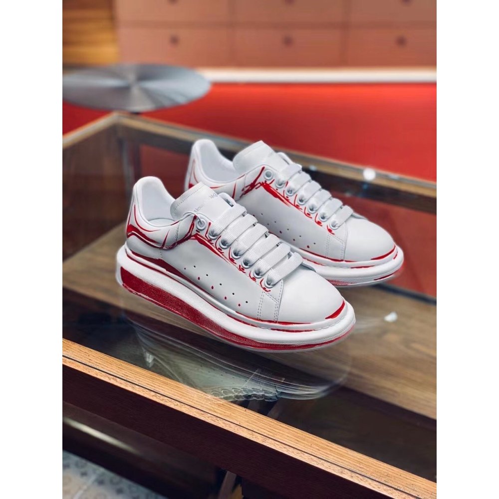Cheap Reps Alexander McQueen Mens Oversized Sneakers With Red Printed