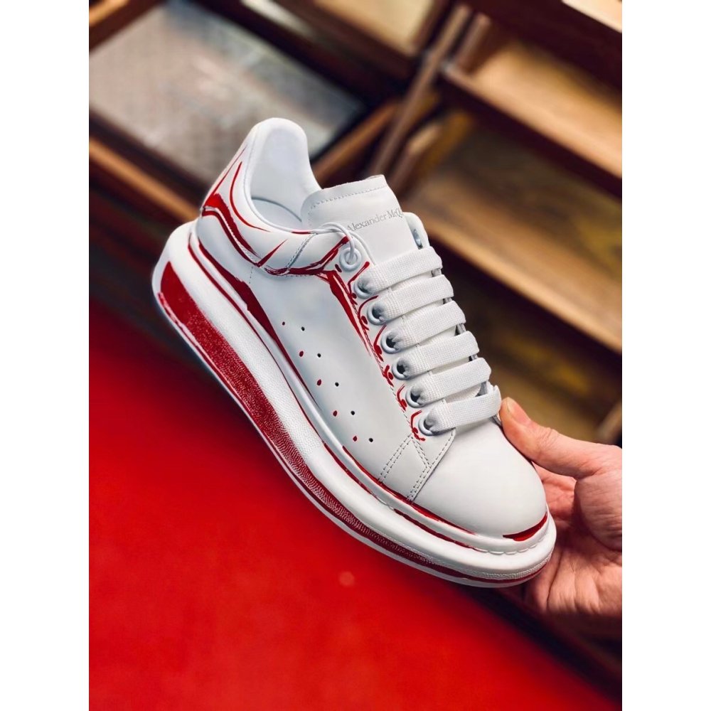 Cheap Reps Alexander McQueen Mens Oversized Sneakers With Red Printed
