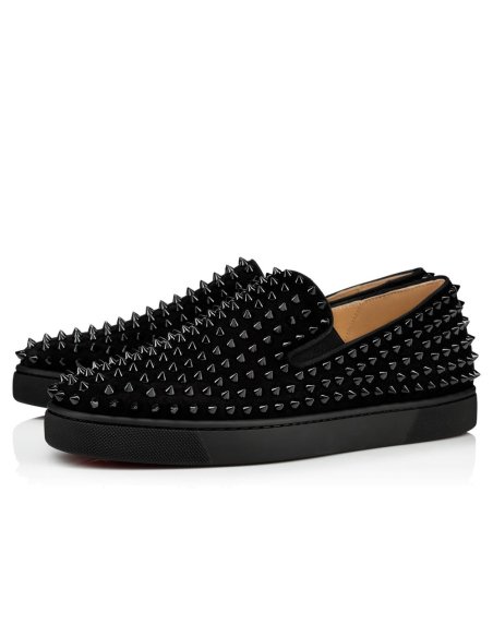 Cheap Reps Christian Louboutin Mens Roller-boat Flat Sneakers Black