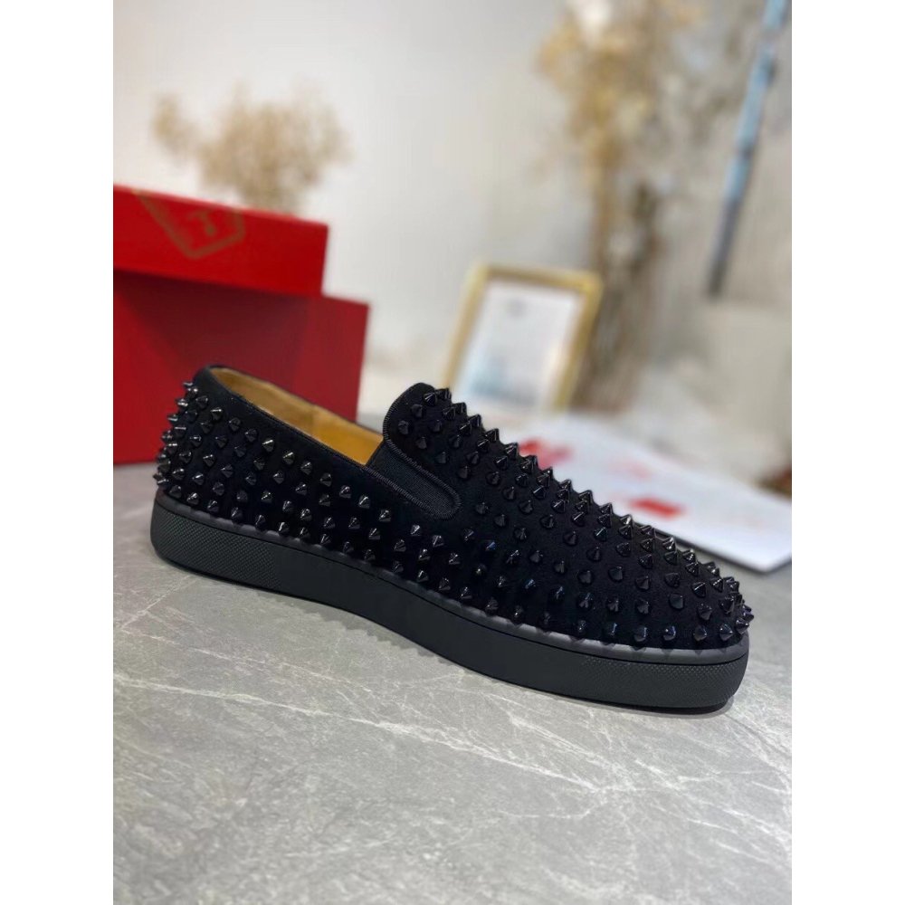 Cheap Reps Christian Louboutin Mens Roller-boat Flat Sneakers Black