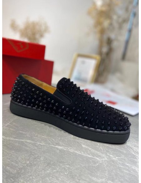 Cheap Reps Christian Louboutin Mens Roller-boat Flat Sneakers Black